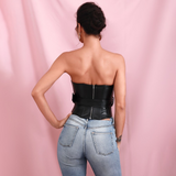 Black Tube Top Support Elastic PU Top (With Belt)