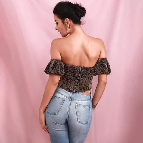 Gold Tube Top Removes Sleeves Leopard Material Top (With Support)