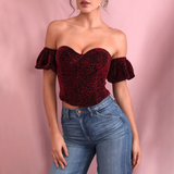 Red Wrapped Chest Removes Sleeves Leopard Material Top