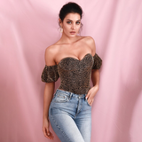 Gold Tube Top Removes Sleeves Leopard Material Top (With Support)
