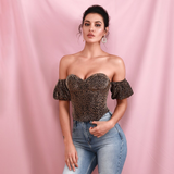 Gold Tube Top Removes Sleeves Leopard Material Top (With Support)