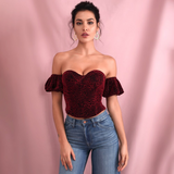 Red Wrapped Chest Removes Sleeves Leopard Material Top