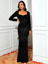 Madrid Black Sequin Gown