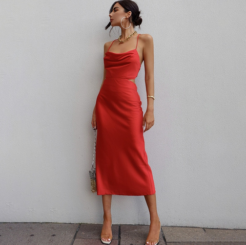STEPHANIE Satin Midi Dresses