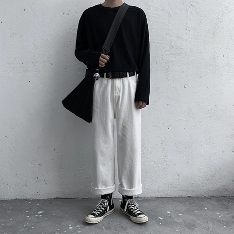 Zayara White Baggy Wide Leg Jeans