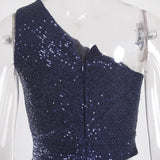 Sapphira Sequin Gown - Blue & SIlver