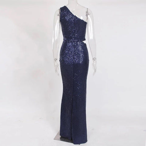 Sapphira Sequin Gown - Blue & SIlver