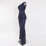 Sapphira Sequin Gown - Blue & SIlver