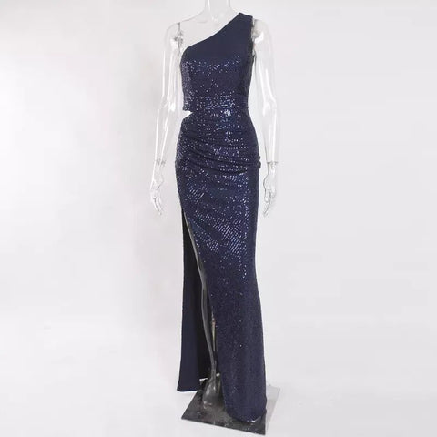 Sapphira Sequin Gown - Blue & SIlver