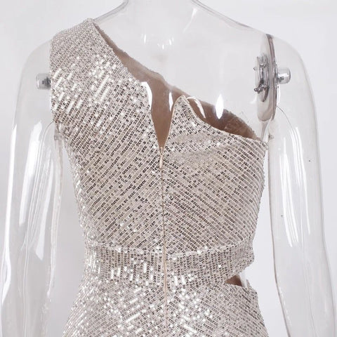 Sapphira Sequin Gown - Blue & SIlver