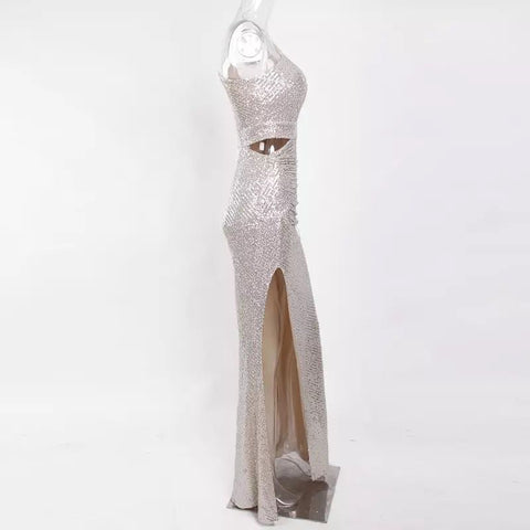 Sapphira Sequin Gown - Blue & SIlver