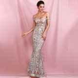 Silver Strapless Glitter Glued Maxi Dress