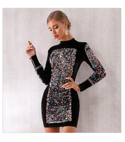 Multi-Color Glitter Front Dress