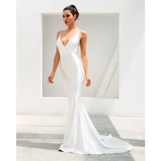 White V-Neck Flashy Gown