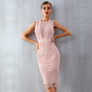Nude Pink Embroidered Dress