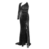 Diamante Sequin Gown - Black