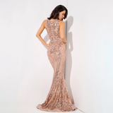 Rose Gold Geometric Sequins Sleeveless Dress