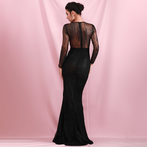 Black Bodycon Sequins Gown