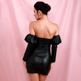 Black Tube Top Detachable Sleeve Dress