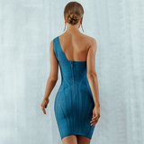 One shoulder Deep blue Dress