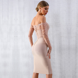 Nude Emroidered Dress