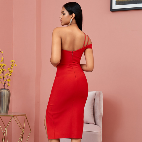 One Shoulder Spaghetti Strap Dress