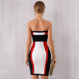 Red&Black Striped Mid Zipper Dress