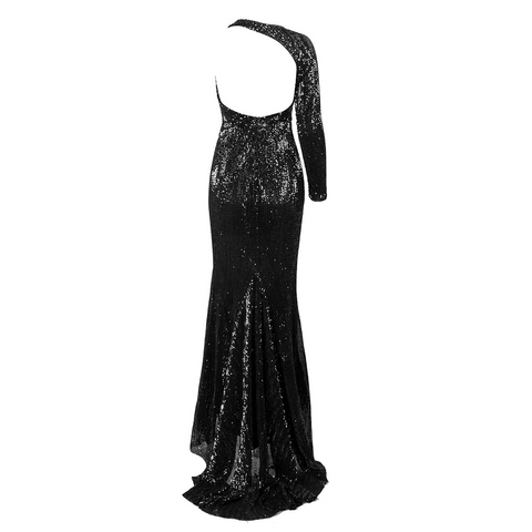 Diamante Sequin Gown - Black