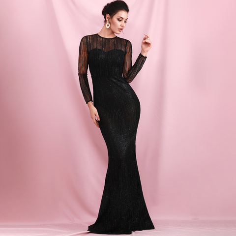 Black Bodycon Sequins Gown