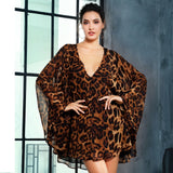 Cloak Style Leopard Chiffon Mini Dress