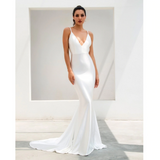 White V-Neck Flashy Gown