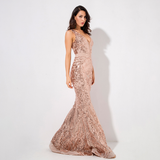 Rose Gold Geometric Sequins Sleeveless Dress