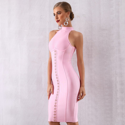 Pink Halter Neck Dress