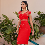 Cross Beads Red Party Dress
