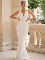 Tamara White Sequins Gown