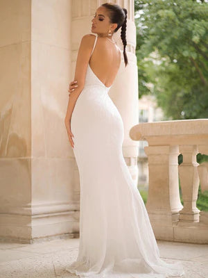 Tamara White Sequins Gown