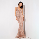 Rose Gold Geometric Sequins Sleeveless Dress