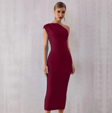 One Shoulder Plain Dress