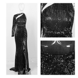 Diamante Sequin Gown - Black