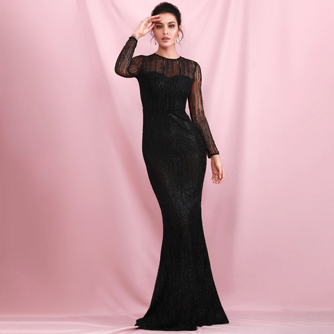 Black Bodycon Sequins Gown