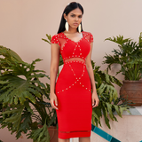 Cross Beads Red Party Dress