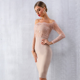 Nude Emroidered Dress