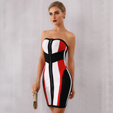 Red&Black Striped Mid Zipper Dress