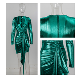 Lightning Green Ribbon Pleat Dress