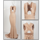 Nude Changeable Straps Long Gown