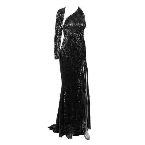 Diamante Sequin Gown - Black