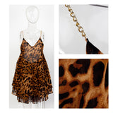 Leopard-Print Chiffon Mini Dress