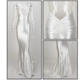 White V-Neck Flashy Gown