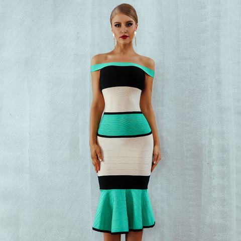 Multi-Green Dress