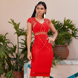 Cross Beads Red Party Dress